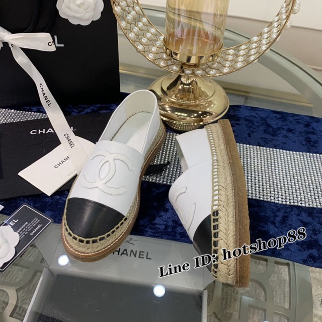CHANEL頂級代購版漁夫鞋 香奈兒羊皮漁夫鞋草編鞋 dx3564